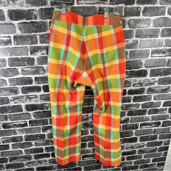 Smythe Cropped Pintuck Pants - Tangerine Plaid - Size 4 - Picture 5 of 12